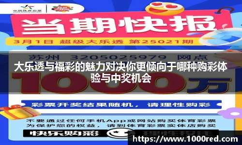 大乐透与福彩的魅力对决你更倾向于哪种购彩体验与中奖机会